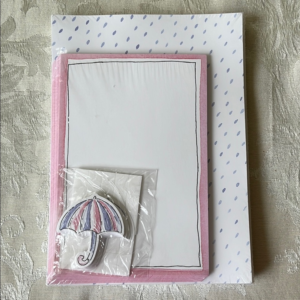 Pink and White Stationery Set with Umbrella Design by Creative Papers CR Gibson